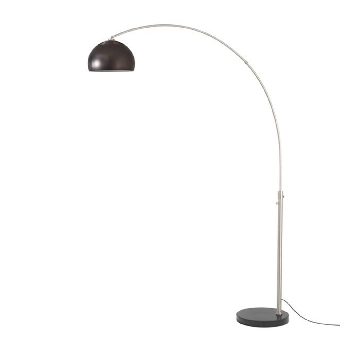 Nova California Float Half Dome 92in 1-Light Arc Lamp | Modern Satin Nickel and Black Nickel Steel Shade | Living Room & Home | Model 2113819BN