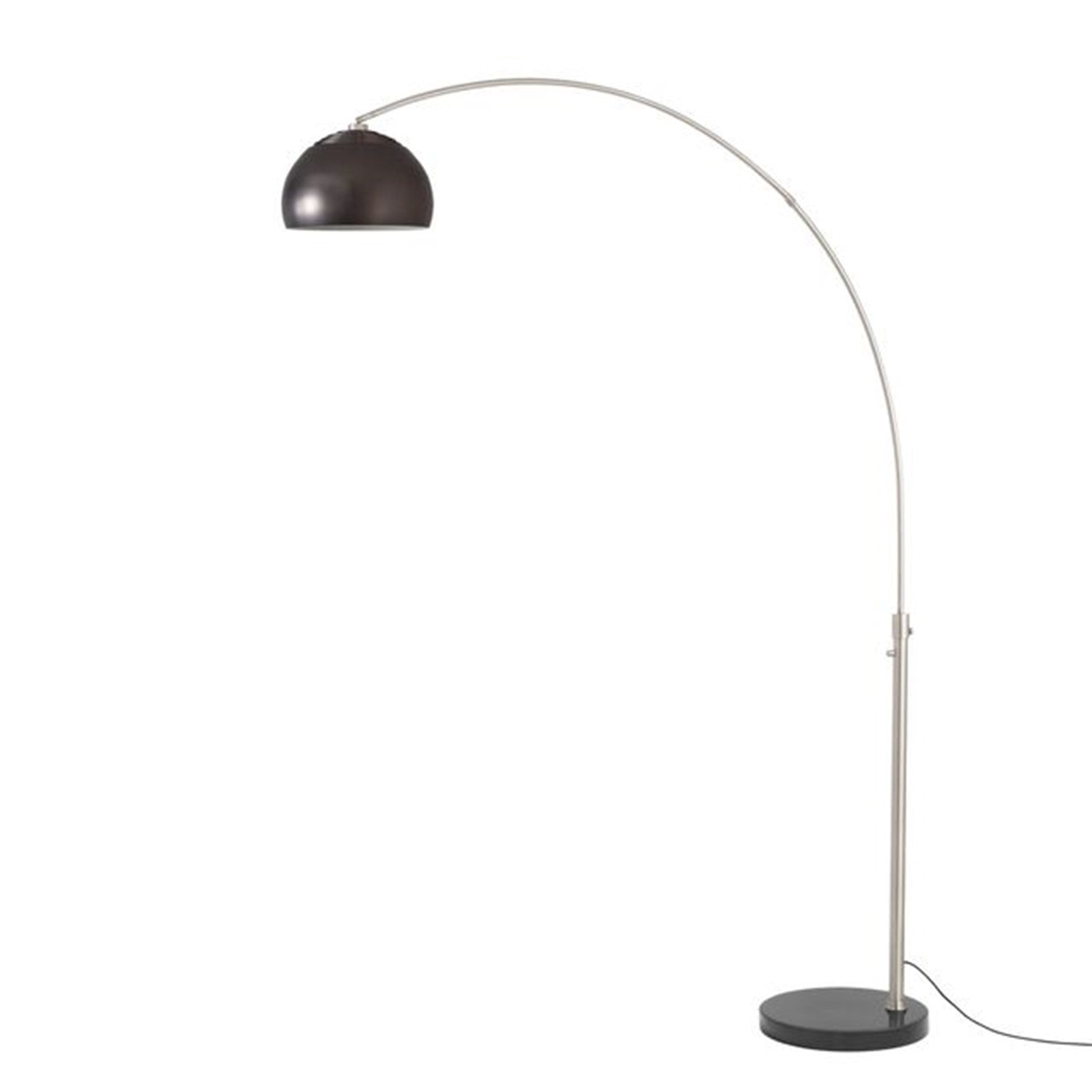 Nova California Float Half Dome 92in 1-Light Arc Lamp | Modern Satin Nickel and Black Nickel Steel Shade | Living Room & Home | Model 2113819BN