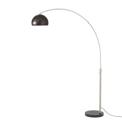 Nova California Float Half Dome 92in 1-Light Arc Lamp | Modern Satin Nickel and Black Nickel Steel Shade | Living Room & Home | Model 2113819BN