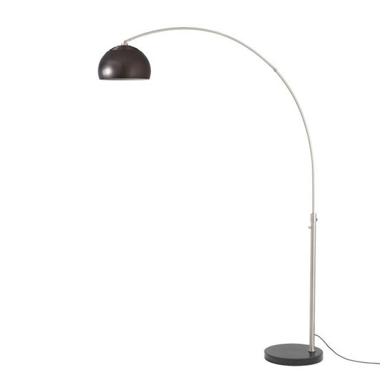 Nova California Float Half Dome 92in 1-Light Arc Lamp | Modern Satin Nickel and Black Nickel Steel Shade | Living Room & Home | Model 2113819BN