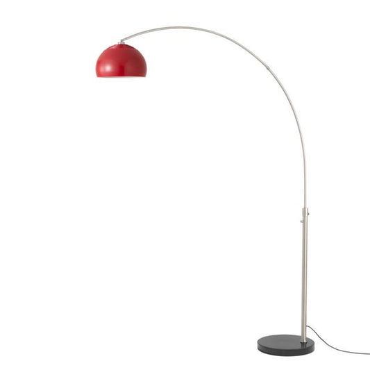 Nova California Float Half Dome 92in 1-Light Arc Lamp | Modern Satin Nickel and Crimson Red Steel Shade | Living Room & Home Office | Model 2113819CR