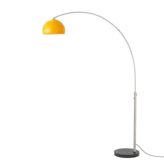 Nova California Float Half Dome 92in 1-Light Arc Lamp | Modern Satin Nickel and Mustard Steel Shade | Living Room & Home Office | Model 2113819MU