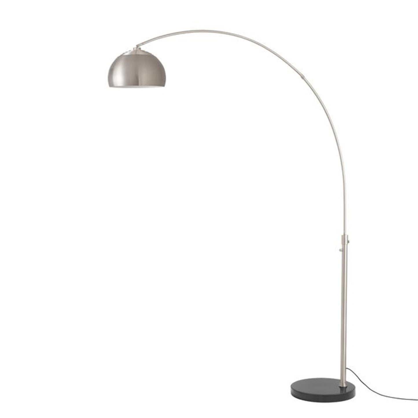Nova California Float Half-Dome 92in 1-Light Arc Lamp | Modern Satin Nickel Steel and Black Marble | Living Room & Home Office | Model 2113819SN