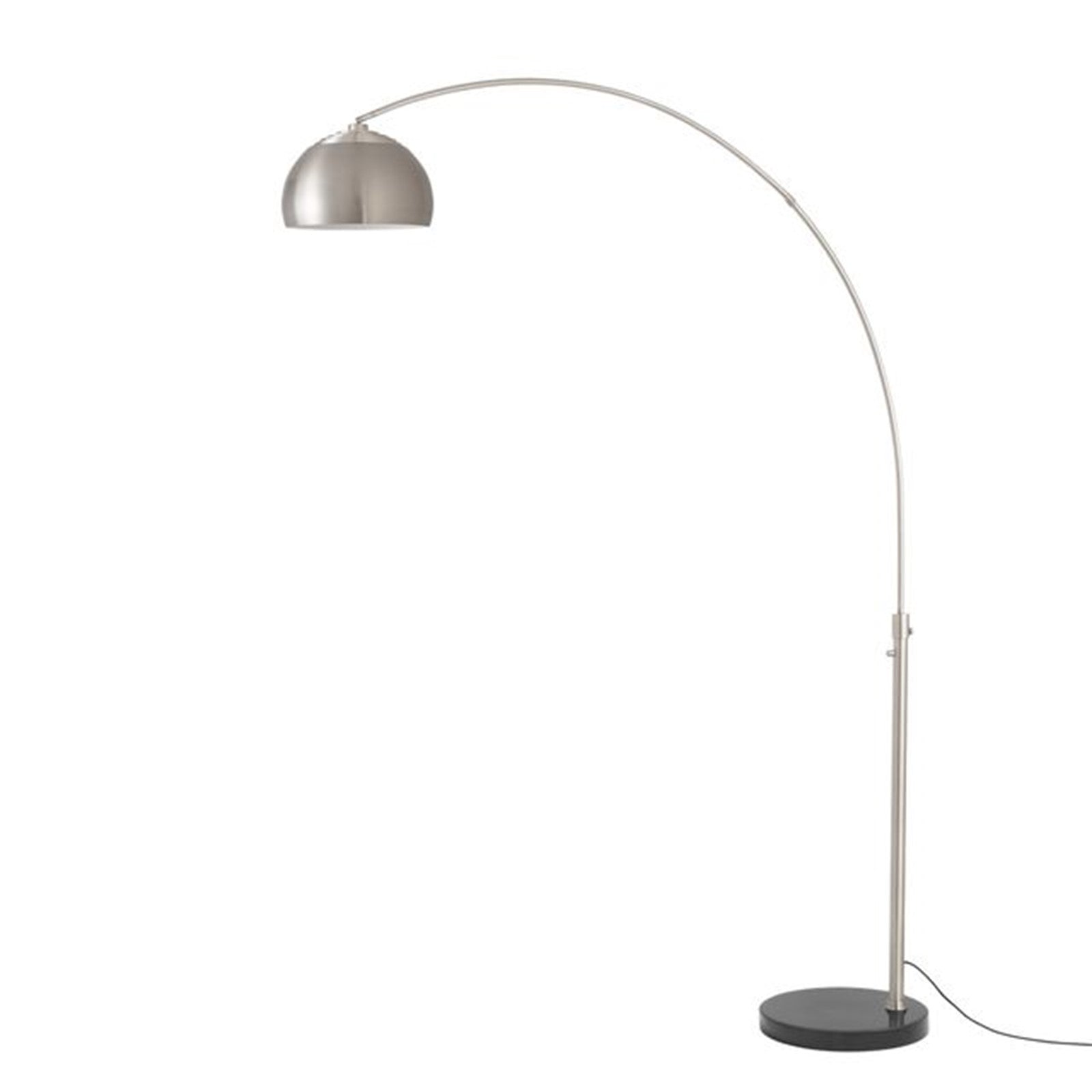 Nova California Float Half-Dome 92in 1-Light Arc Lamp | Modern Satin Nickel Steel and Black Marble | Living Room & Home Office | Model 2113819SN