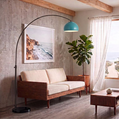 Nova California Float Half Dome 92in 1-Light Arc Lamp | Modern Pool Blue Steel | Living Room & Home Office | 68 x 18 x 92 in | Model 2113820BL