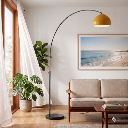 Nova California Float Half Dome 92in 1-Light Arc Lamp | Industrial Mustard Steel and Black Nickel | Living Room & Reading Nook | Model 2113820MU