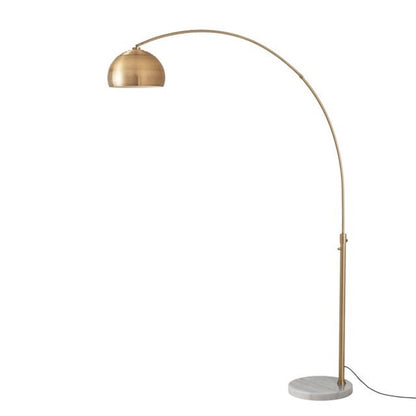 Nova California Float 92in 1-Light Arc Lamp | Industrial Weathered Brass Steel and Burlap Linen Shade | Living Room & Home Office | Model 2113821WB