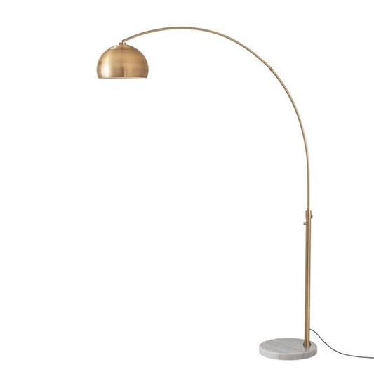 Nova California Float 92in 1-Light Arc Lamp | Industrial Weathered Brass Steel and Burlap Linen Shade | Living Room & Home Office | Model 2113821WB