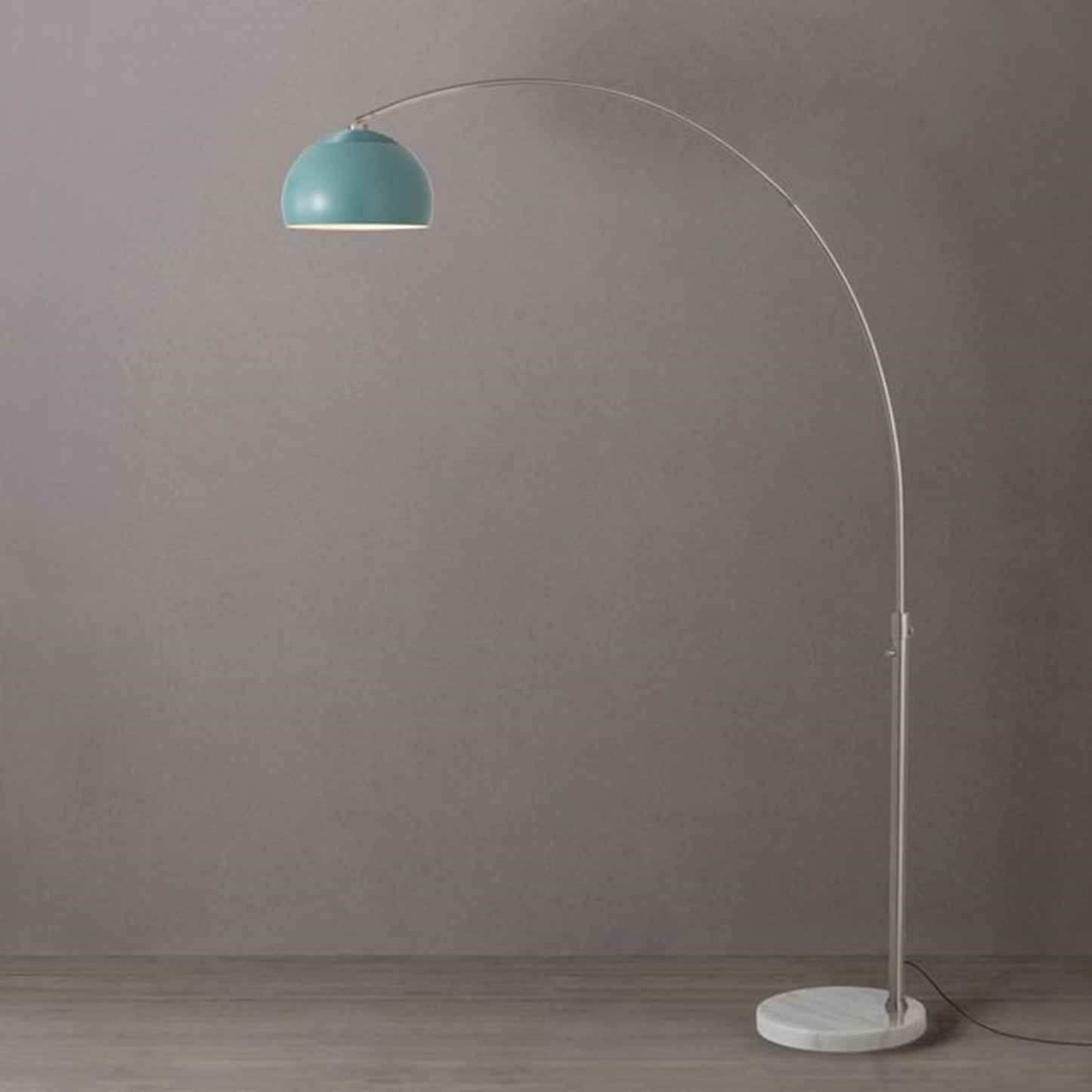 Nova California Float Half Dome 92in 1-Light Arc Lamp | Modern Pool Blue Steel and White Marble | Living Room & Home Office | Model 2113822BL