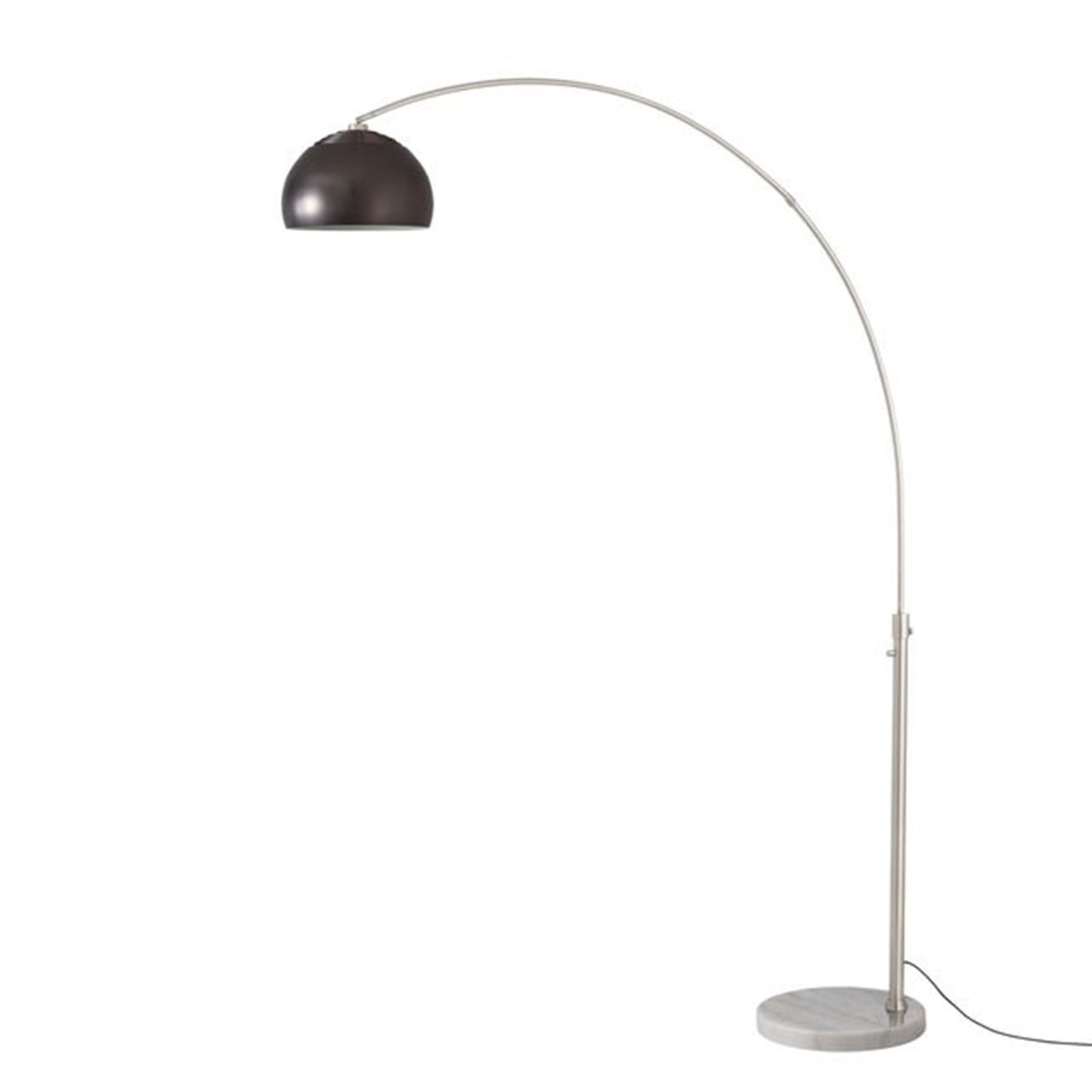 Nova California Float Half Dome 92in 1-Light Arc Lamp | Modern Black Nickel Steel and White Marble | Living Room & Home Office | Model 2113822BN