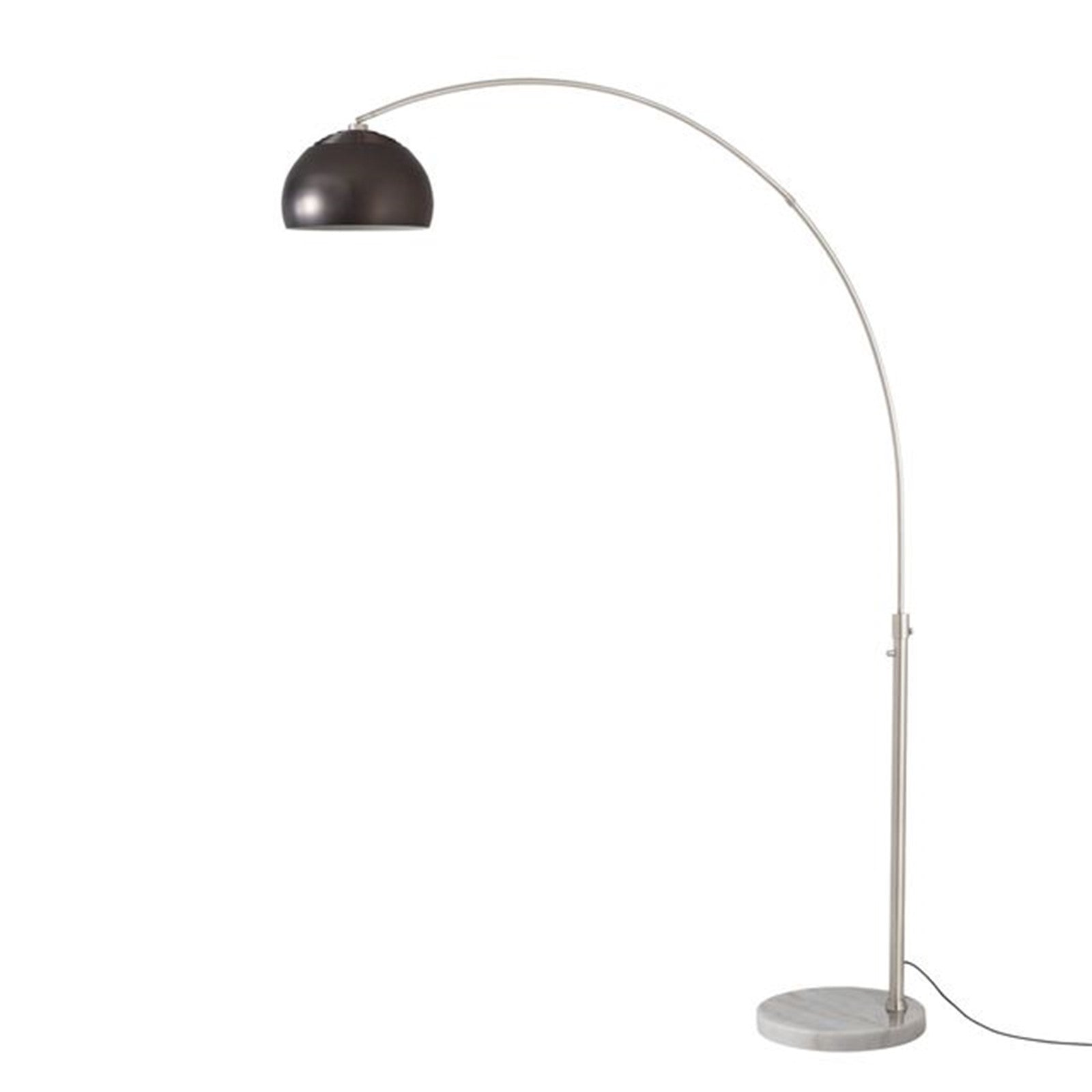 Nova California Float Half Dome 92in 1-Light Arc Lamp | Modern Black Nickel Steel and White Marble | Living Room & Home Office | Model 2113822BN
