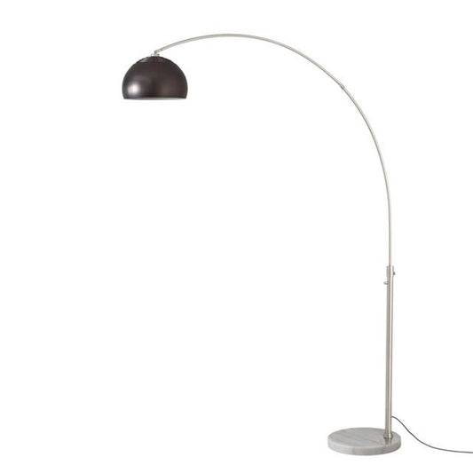 Nova California Float Half Dome 92in 1-Light Arc Lamp | Modern Black Nickel Steel and White Marble | Living Room & Home Office | Model 2113822BN