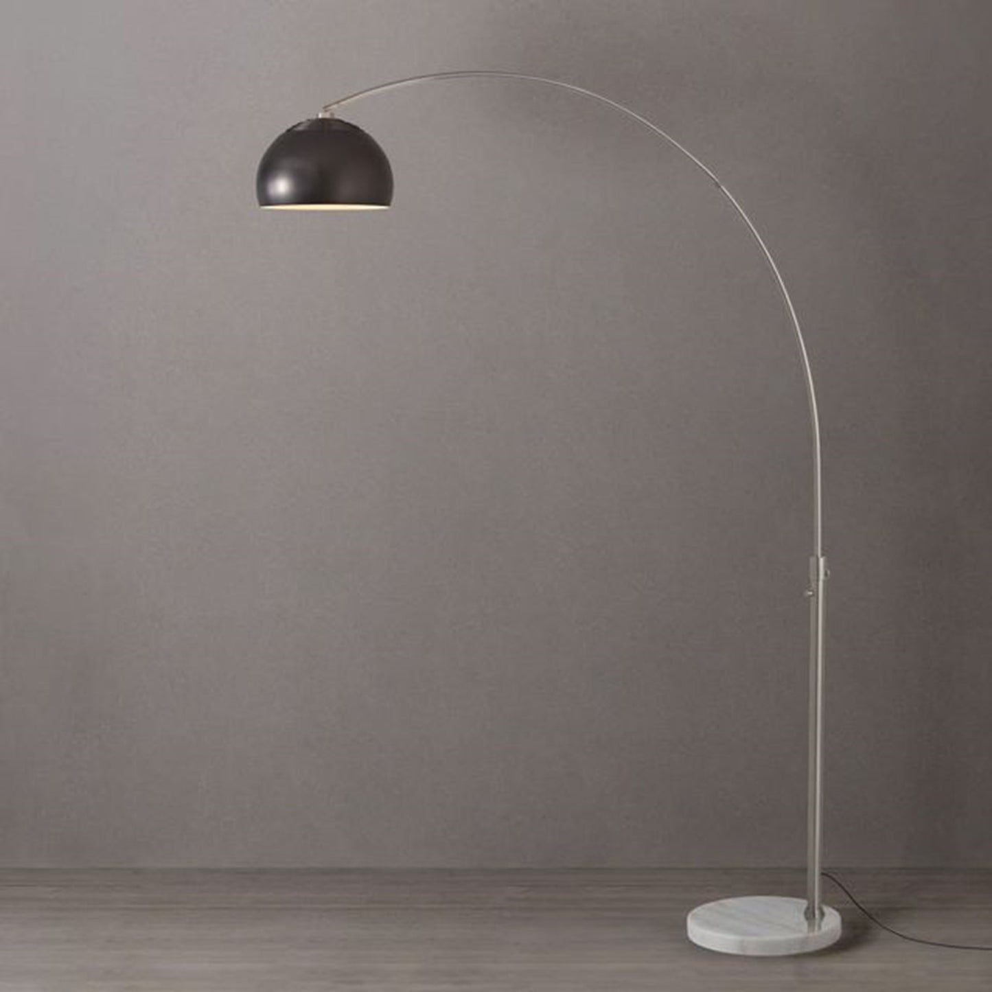 Nova California Float Half Dome 92in 1-Light Arc Lamp | Modern Black Nickel Steel and White Marble | Living Room & Home Office | Model 2113822BN