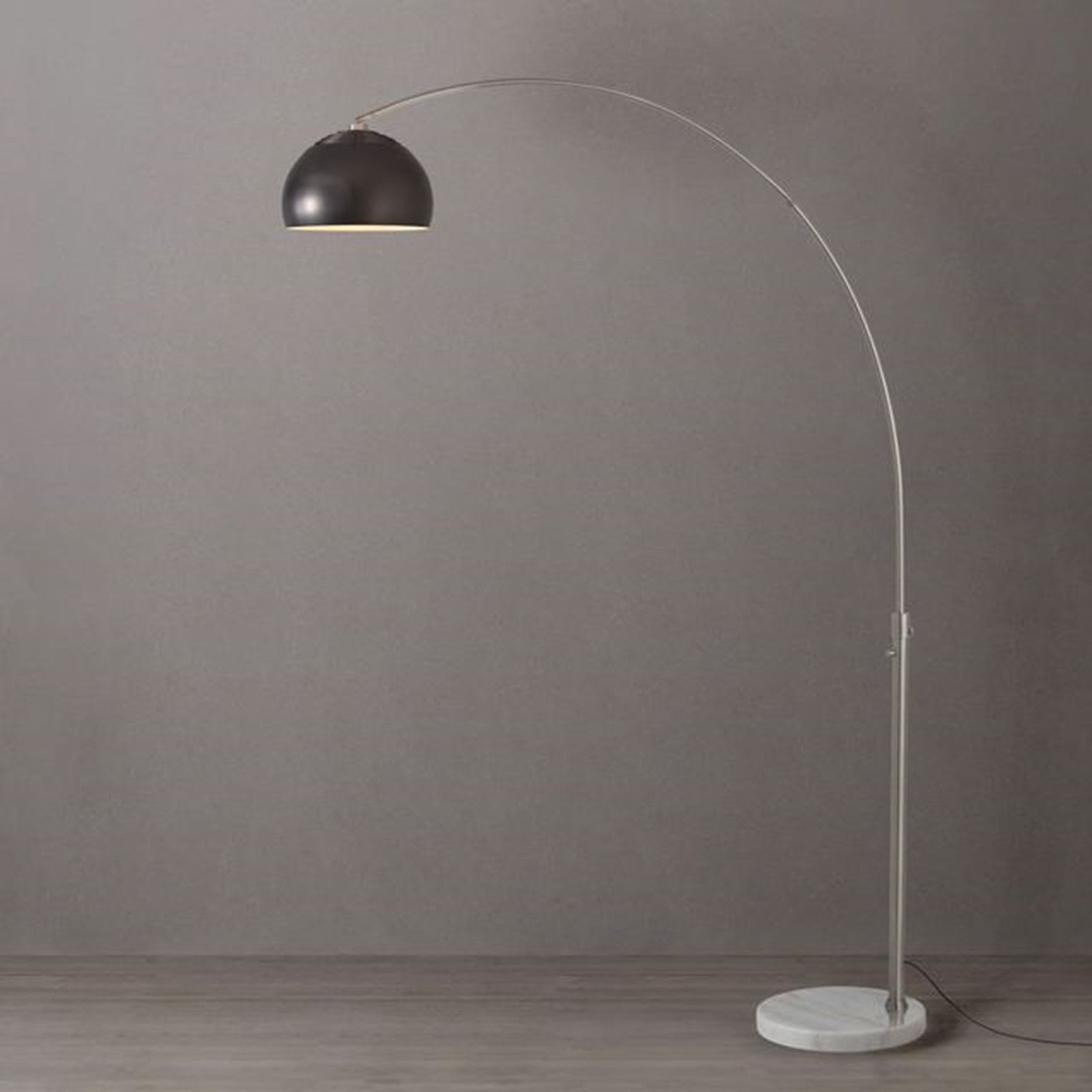 Nova California Float Half Dome 92in 1-Light Arc Lamp | Modern Black Nickel Steel and White Marble | Living Room & Home Office | Model 2113822BN