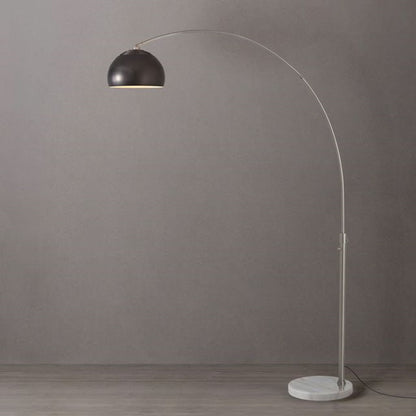Nova California Float Half Dome 92in 1-Light Arc Lamp | Modern Black Nickel Steel and White Marble | Living Room & Home Office | Model 2113822BN