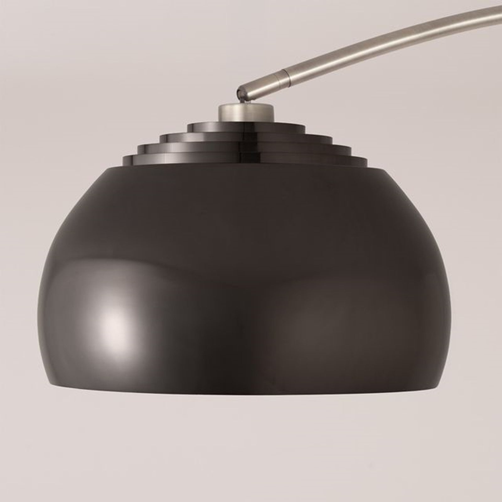 Nova California Float Half Dome 92in 1-Light Arc Lamp | Modern Black Nickel Steel and White Marble | Living Room & Home Office | Model 2113822BN