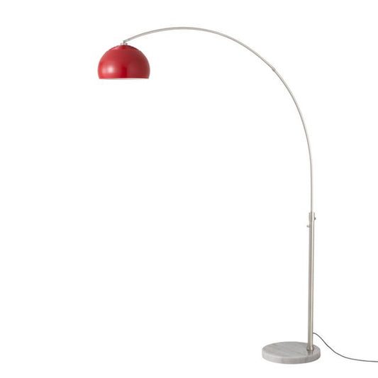 Nova California Float Half Dome 92in 1-Light Arc Lamp | Industrial Crimson Red Steel Shade and Satin Nickel Steel Body | Living | Model 2113822CR