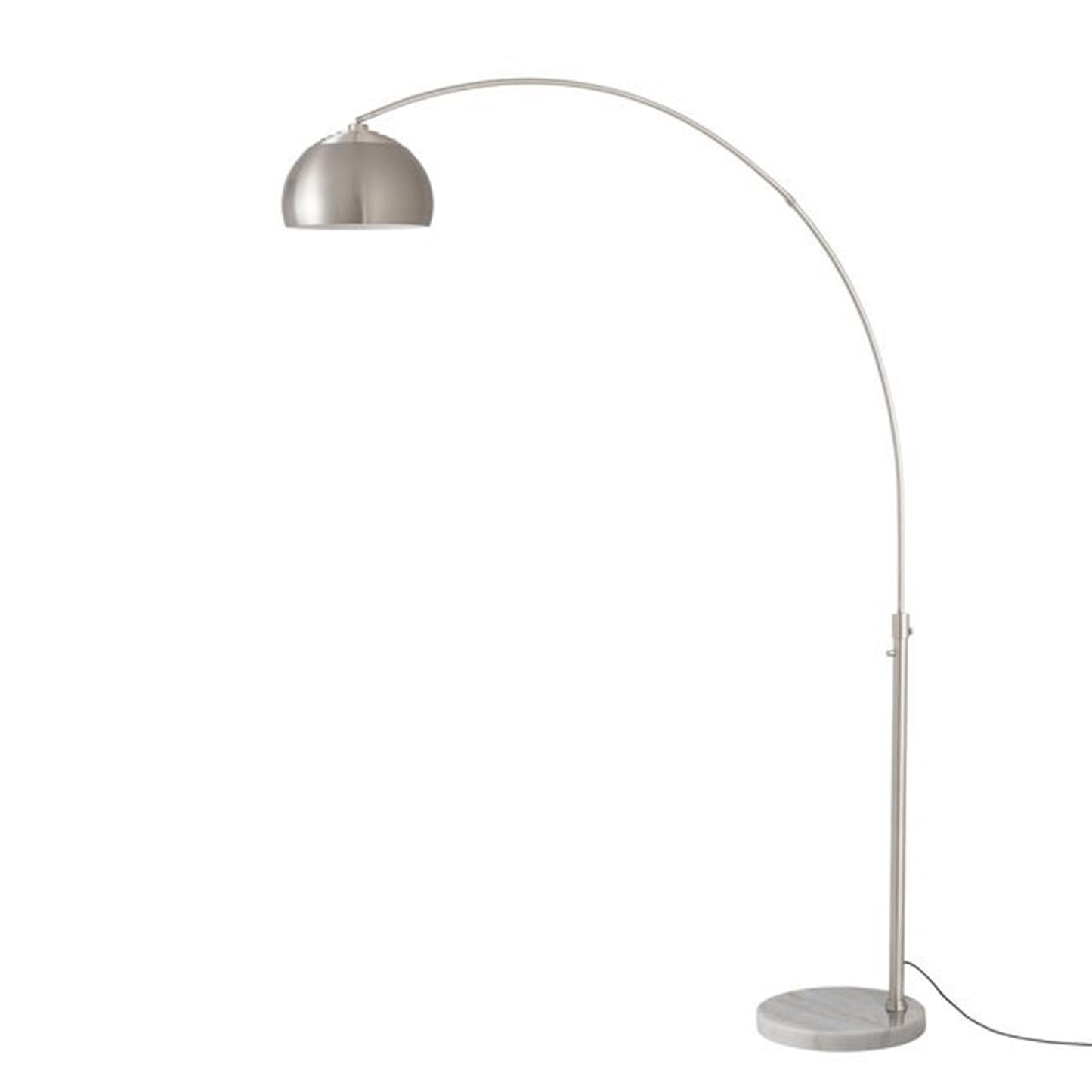 Nova California Float Half Dome 92in 1-Light Arc Lamp | Modern Satin Nickel Steel and White Marble | Living Room & Home Office | Model 2113822SN