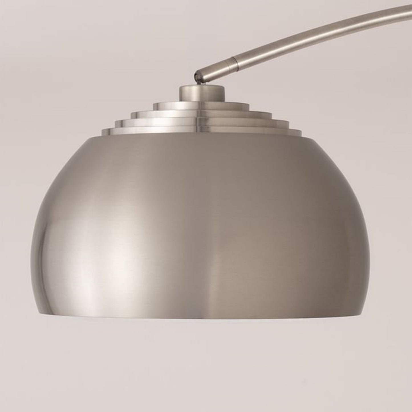 Nova California Float Half Dome 92in 1-Light Arc Lamp | Modern Satin Nickel Steel and White Marble | Living Room & Home Office | Model 2113822SN