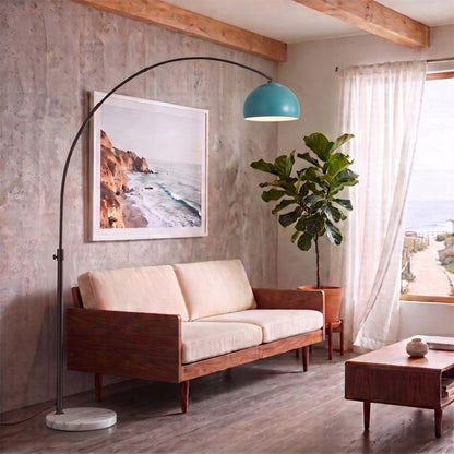 Nova California Float Half Dome 92in 1-Light Arc Lamp | Modern Pool Blue Steel Shade and Black Nickel Body | Living Room & Reading | Model 2113823BL