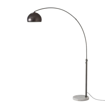 Nova California Float Half Dome 92in 1-Light Arc Lamp | Modern Black Nickel Steel and White Marble Base | Living Room & Reading | Model 2113823BN