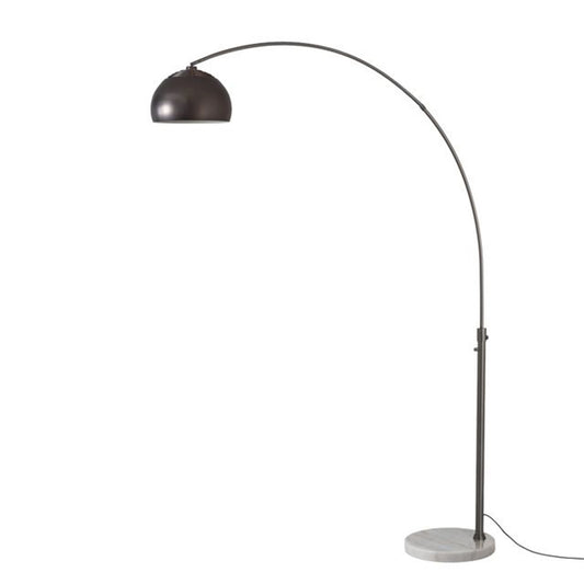 Nova California Float Half Dome 92in 1-Light Arc Lamp | Modern Black Nickel Steel and White Marble Base | Living Room & Reading | Model 2113823BN