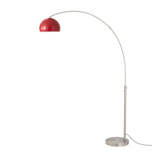Nova California Float Half Dome 92in 1-Light Arc Lamp | Modern Satin Nickel and Crimson Red Steel Shade | Living Room & Home Office | Model 2113825CR