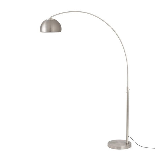 Nova California Float Half Dome 92in 1-Light Arc Lamp | Modern Satin Nickel Steel Shade | Living Room & Reading Nook | Model 2113825SN
