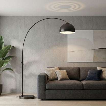 Nova California Float Half Dome 92in 1-Light Arc Lamp | Modern Black Nickel Steel Shade | Living Room & Reading Nook | 1500 Lumens | Model 2113826BN