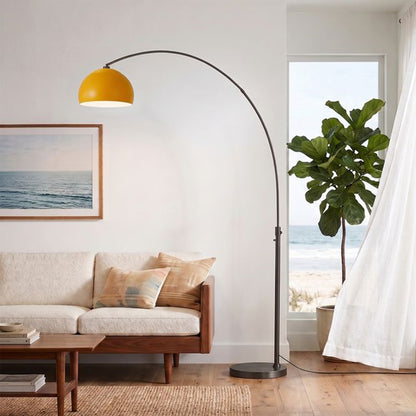 Nova California Float Half Dome 92in 1-Light Arc Lamp | Modern Mustard Steel Shade | Living Room & Reading Nook | 1500 Lumens | Model 2113826MU
