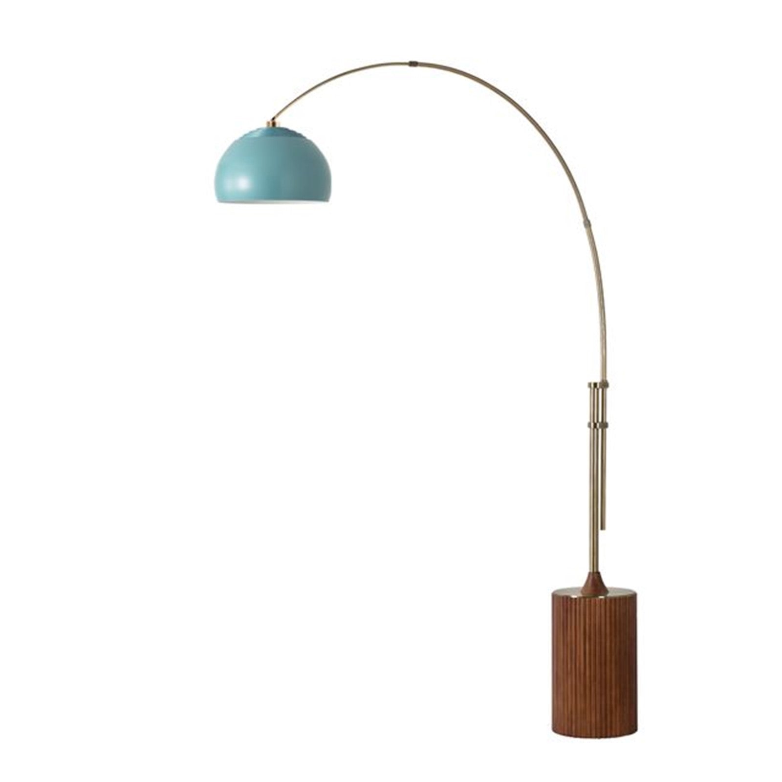 Nova California Tambo Half-Dome 68in 1-Light Arc Floor Lamp | Mid-Century Weathered Brass and Pool Blue Steel | Living Room & | Model 2113832BL