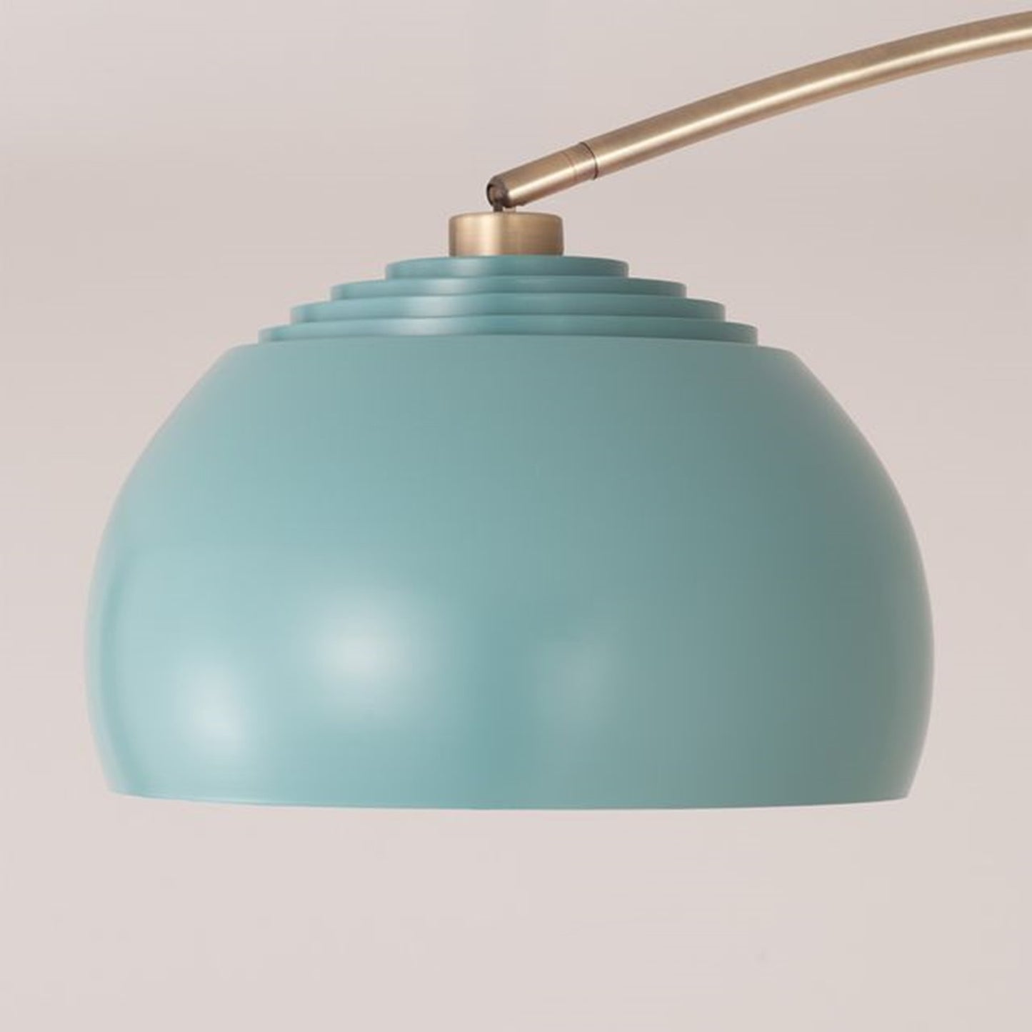 Nova California Tambo Half-Dome 68in 1-Light Arc Floor Lamp | Mid-Century Weathered Brass and Pool Blue Steel | Living Room & | Model 2113832BL