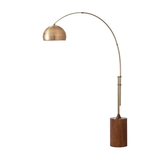 Nova California Tambo Half Dome 92in 1-Light Arc Lamp | Weathered Brass Steel and Dark Walnut Wood | Living Room & Home Office | Model 2113832WB