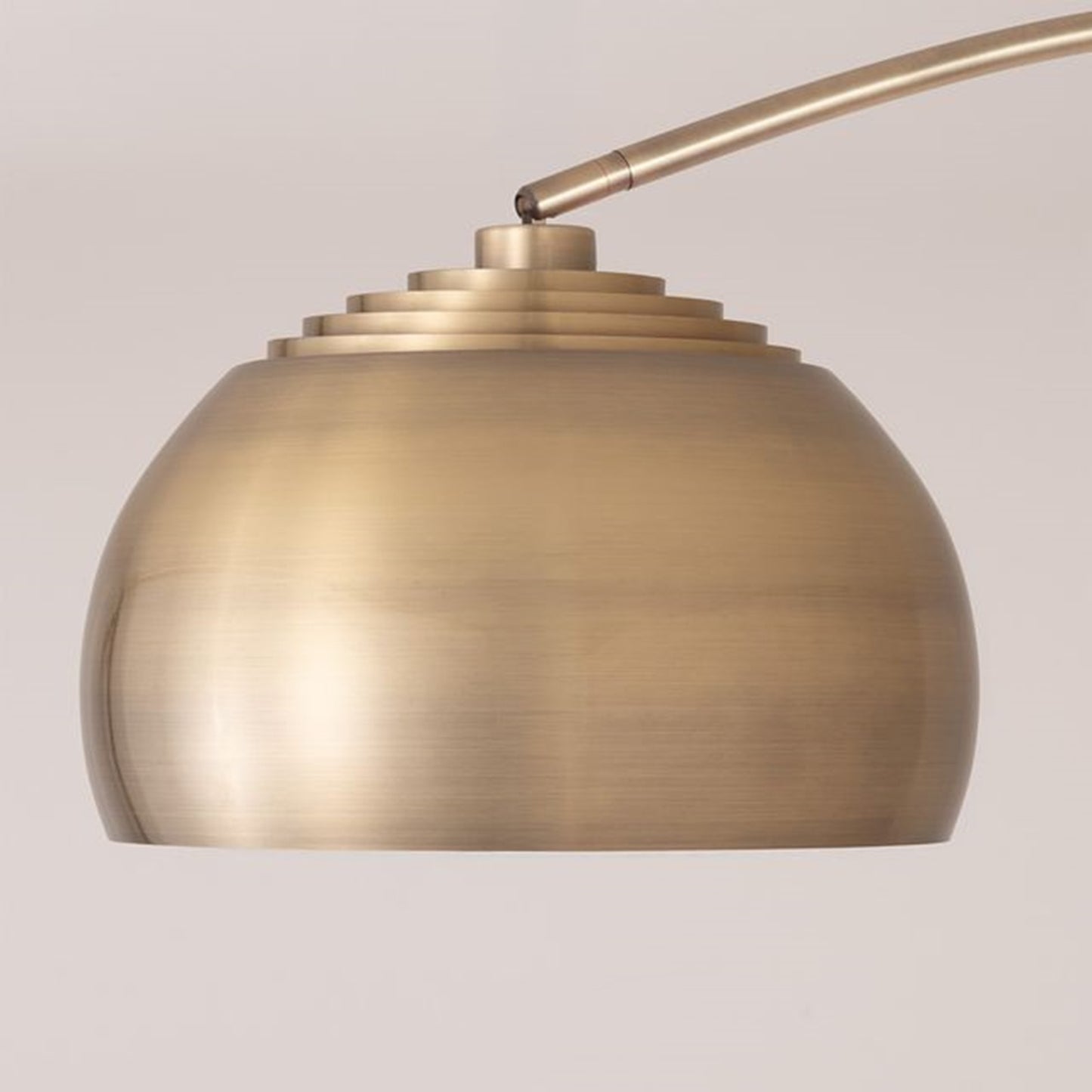 Nova California Tambo Half Dome 92in 1-Light Arc Lamp | Weathered Brass Steel and Dark Walnut Wood | Living Room & Home Office | Model 2113832WB