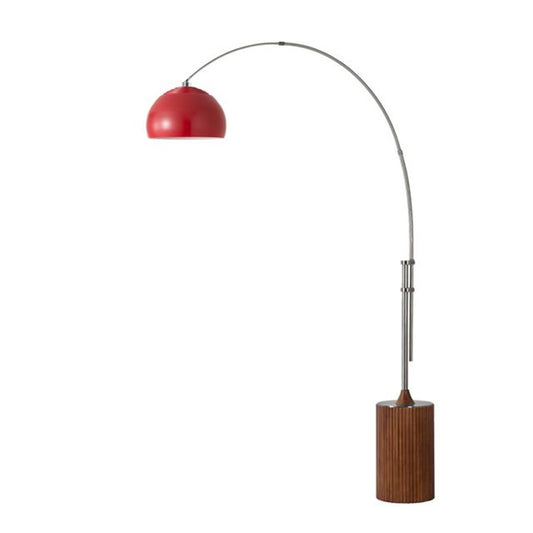 Nova California Tambo 92in 1-Light Arc Lamp | Mid-Century Modern Crimson Red Steel Shade and Satin Nickel Body | Living Room & | Model 2113833CR