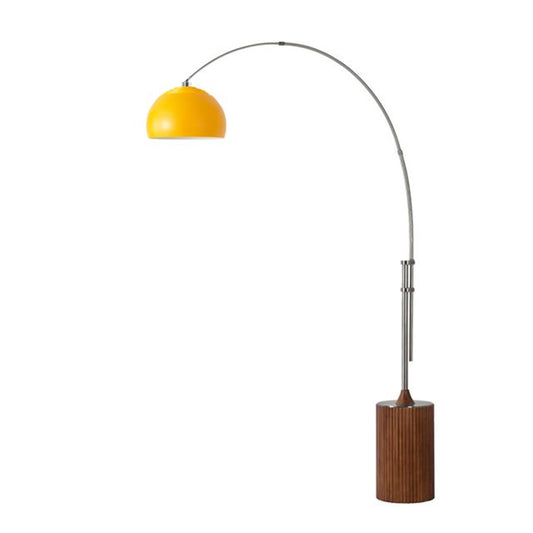 Nova California Tambo 92in 1-Light Arc Lamp | Mid-Century Modern Mustard Steel Shade and Satin Nickel Body | Living Room & Bedroom | Model 2113833MU