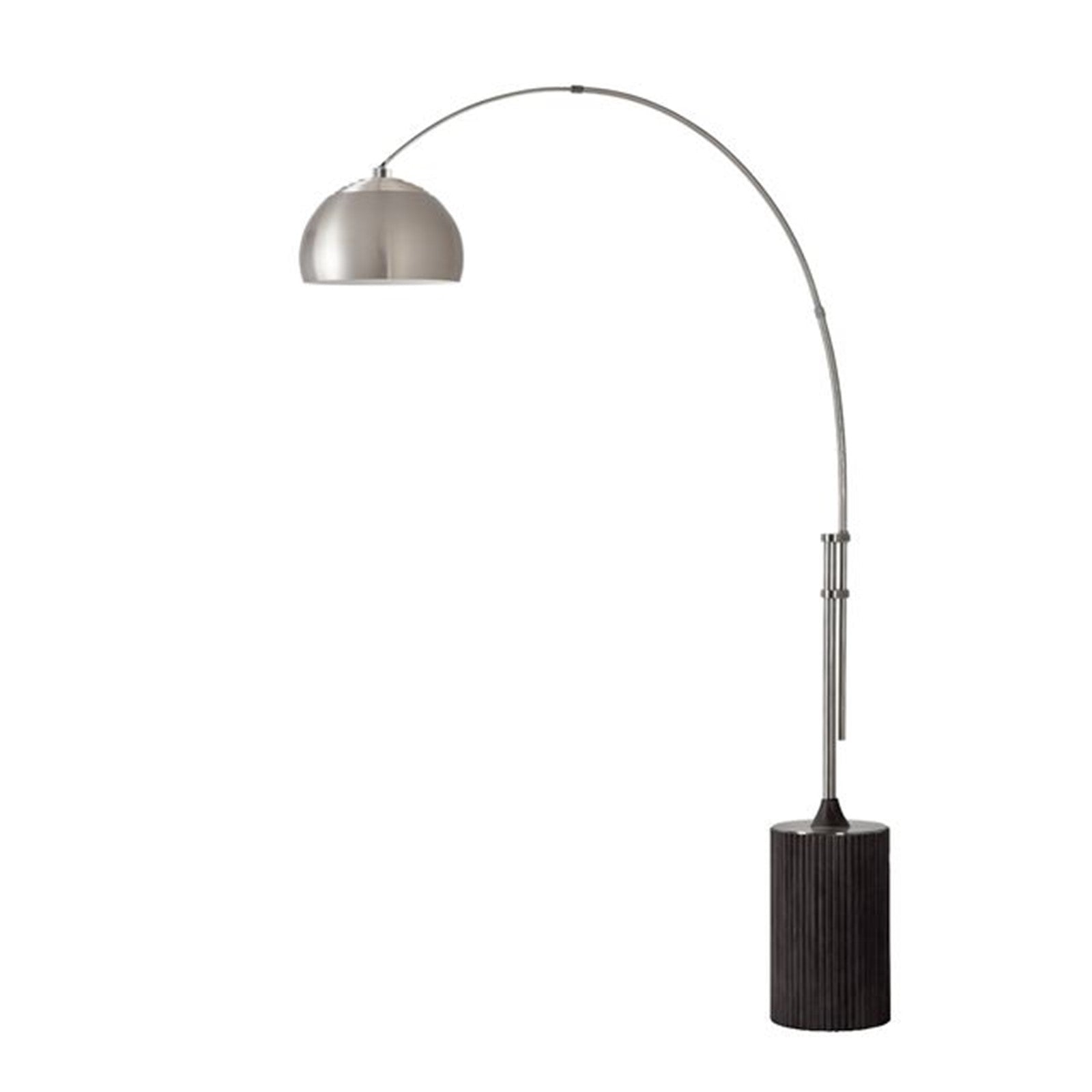 Nova California Tambo Half-Dome 92in 1-Light Arc Lamp | Modern Satin Nickel and Black Oak | Living Room & Home Office | Model 2113834SN