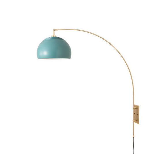 Nova California Half Dome 13in 1-Light Wall Sconce | Mid-Century Satin Nickel and Pool Blue Steel | Living Room & Bedroom | Model 2113836BL
