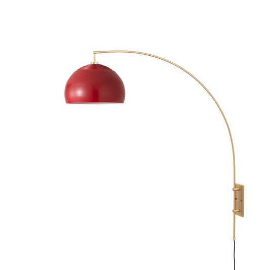 Nova California Half Dome 13in 1-Light Wall Sconce | Mid-Century Satin Nickel and Crimson Red Steel | Living Room & Bedroom | Model 2113836CR
