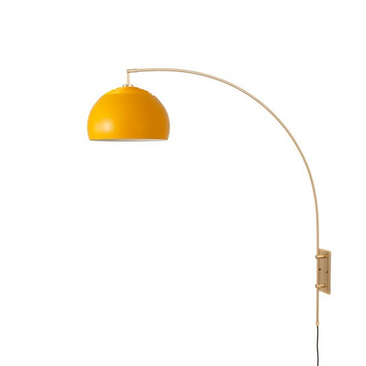 Nova California Half Dome 13in 1-Light Wall Sconce | Mid-Century Satin Nickel and Mustard Steel | Living Room & Bedroom | Model 2113836MU