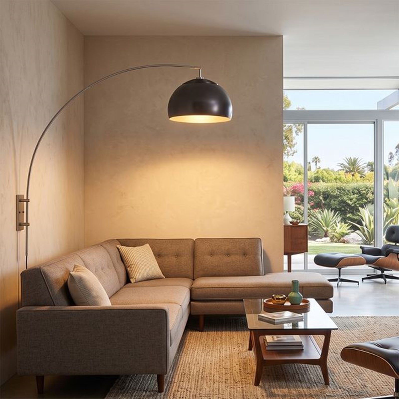 Nova California Half Dome 18in 1-Light Wall Sconce | Modern Black Nickel Steel Shade | Living Room & Bedroom Reading Light | Model 2113837BN