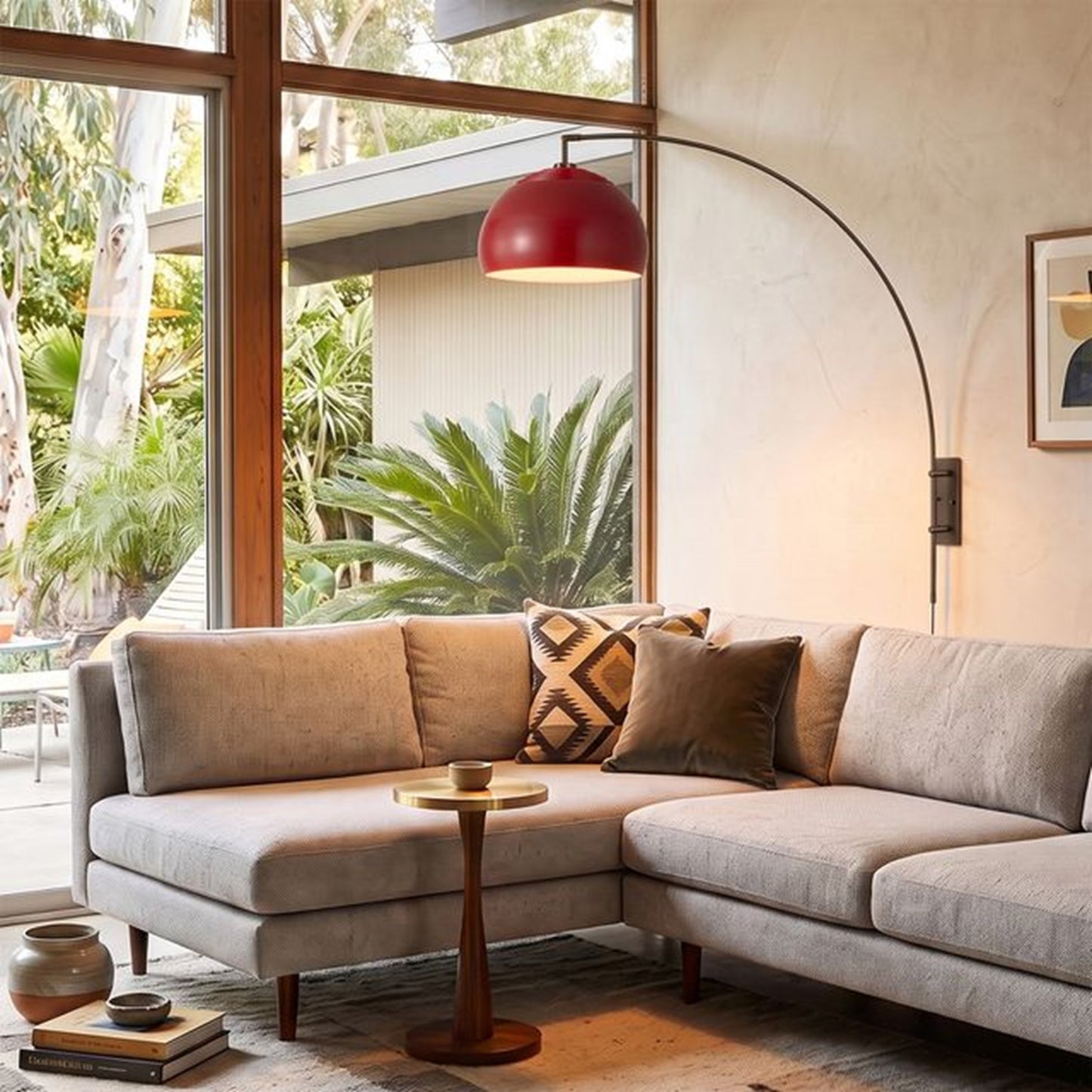 Nova California Half Dome 18in 1-Light Wall Sconce | Modern Crimson Red Steel Shade | Living Room & Reading Nook | 18 x 5 x 13 in | Model 2113838CR