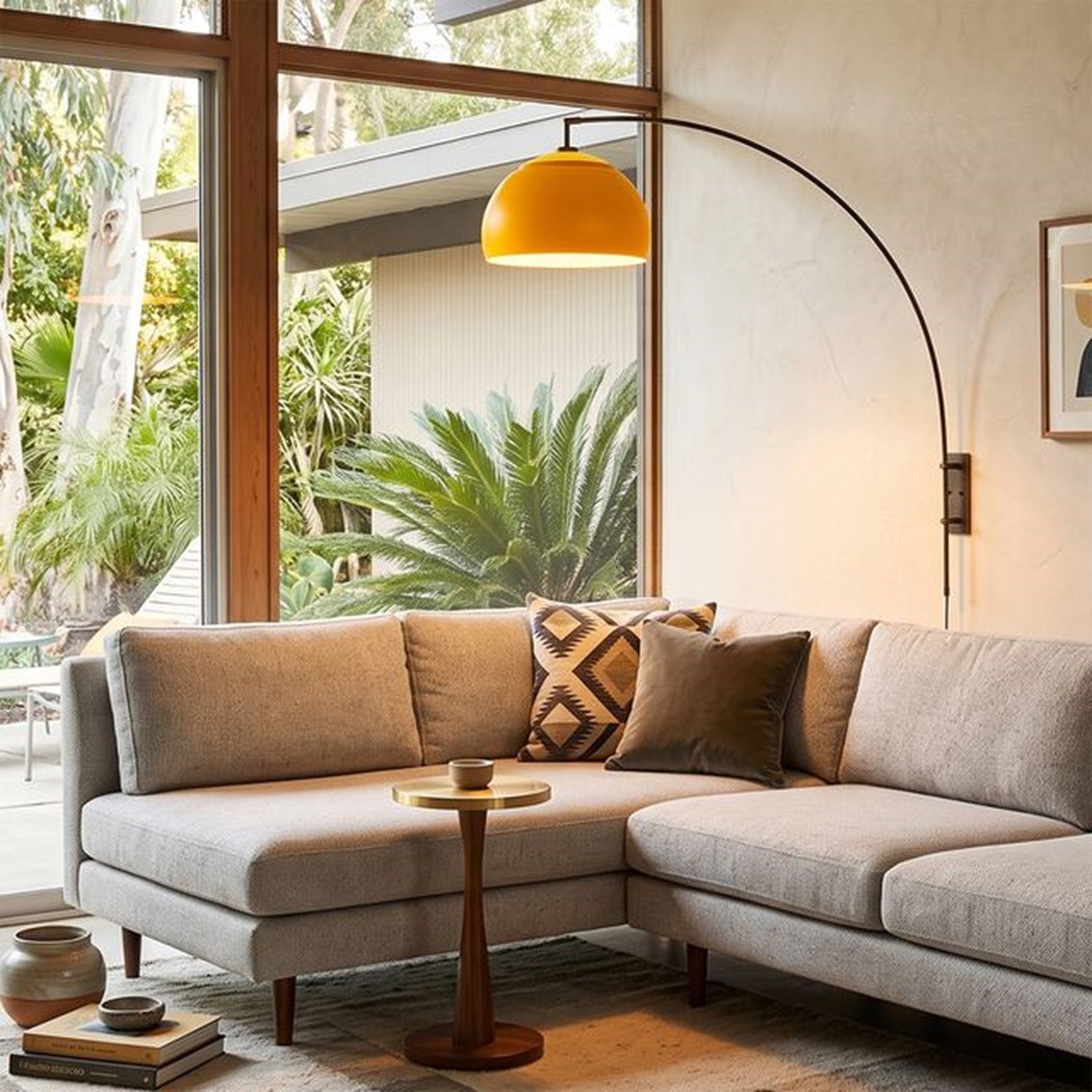 Nova California Half Dome 18in 1-Light Wall Sconce | Modern Mustard Steel Shade | Living Room & Reading Nook | 18 x 5 x 13 in | Model 2113838MU