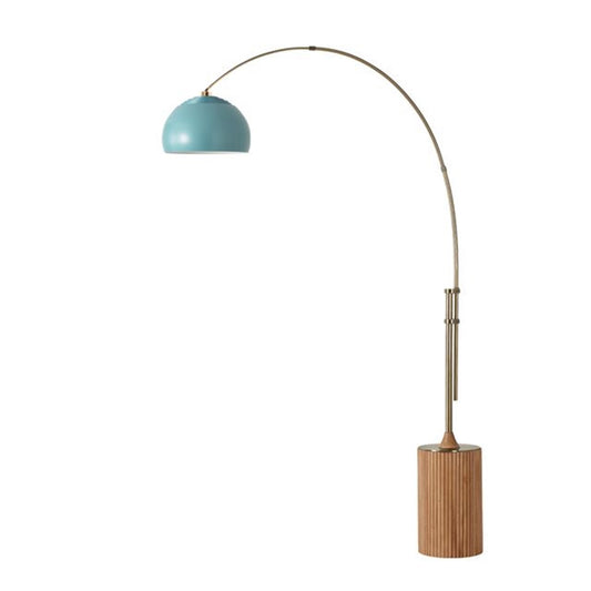 Nova California Tambo Half-Dome 92in 1-Light Arc Lamp | Mid-Century Modern Weathered Brass and Pool Blue Steel | Living Room & | Model 2113839BL