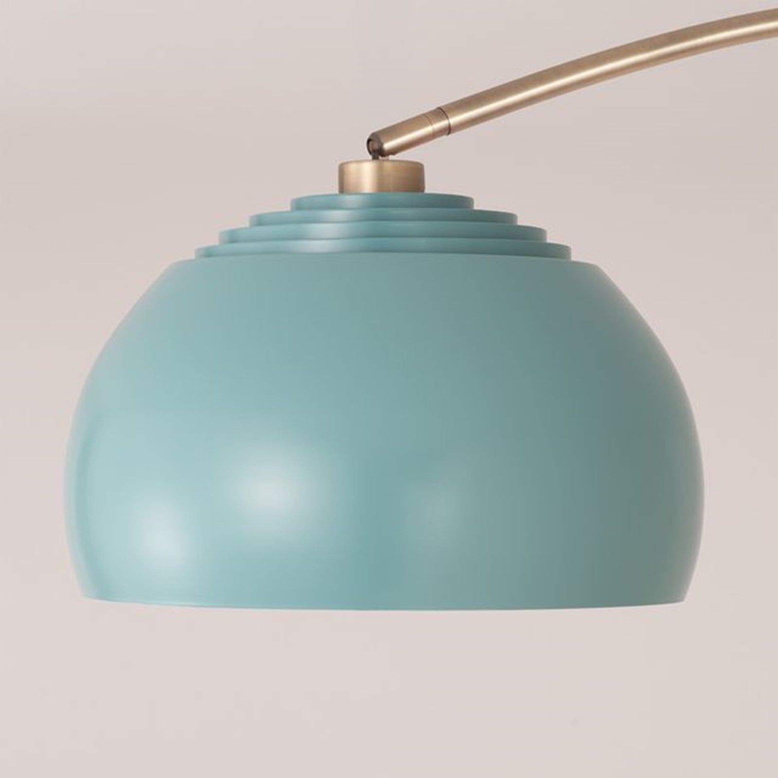 Nova California Tambo Half-Dome 92in 1-Light Arc Lamp | Mid-Century Modern Weathered Brass and Pool Blue Steel | Living Room & | Model 2113839BL