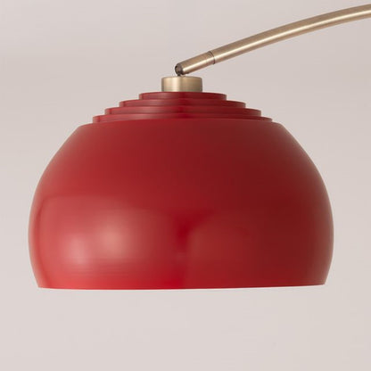 Nova California Tambo Half-Dome 92in 1-Light Arc Lamp | Mid-Century Modern Weathered Brass and Crimson Red Steel | Living Room & | Model 2113839CR