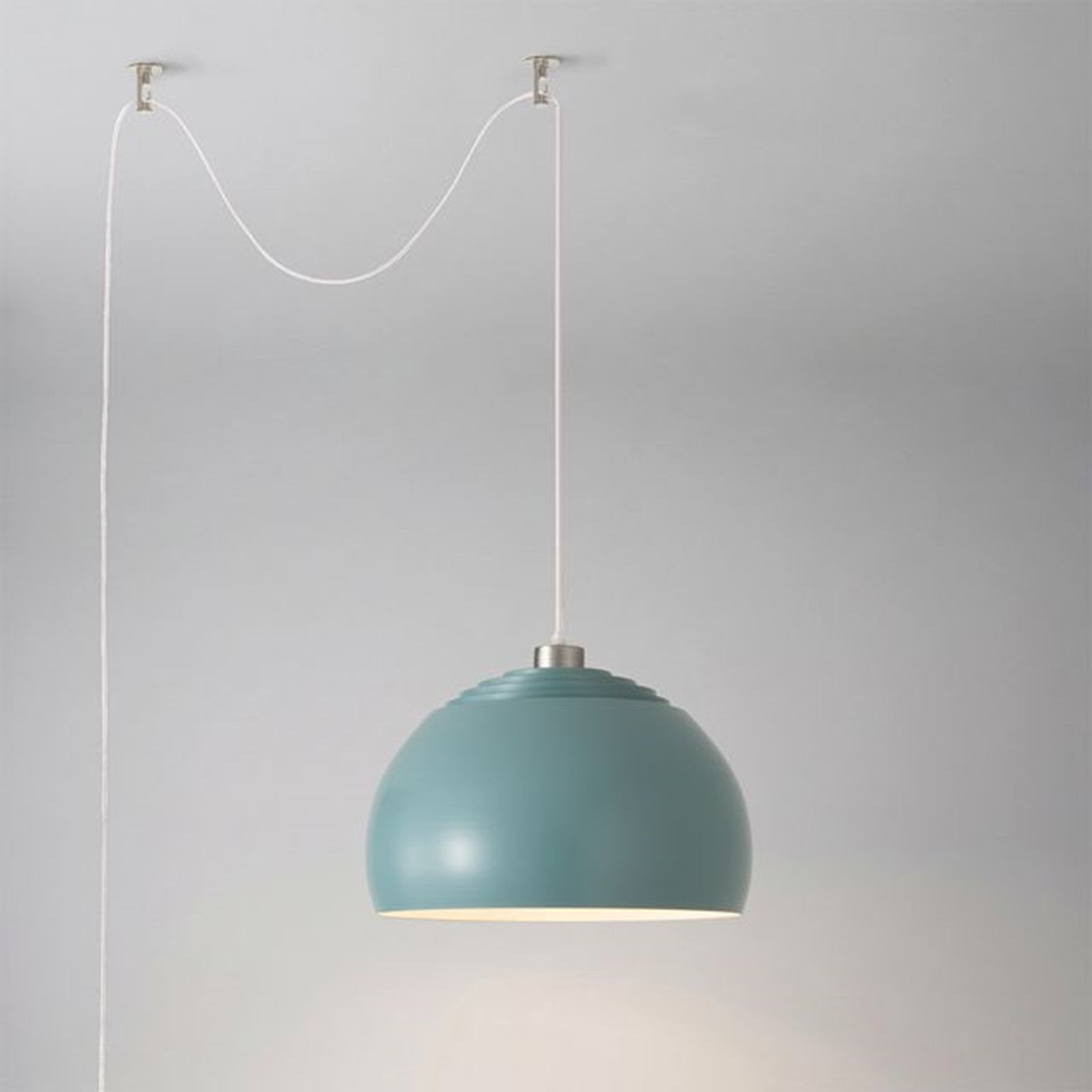 Nova California Half Dome 18in 1-Light Swag Lamp | Modern Pool Blue Steel Shade | Living Room & Bedroom | 18 x 11 x 11 in | Model 2113840BL