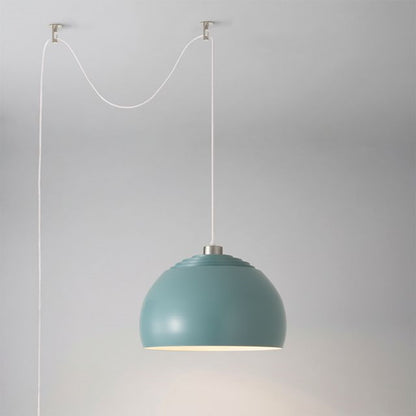 Nova California Half Dome 18in 1-Light Swag Lamp | Modern Pool Blue Steel Shade | Living Room & Bedroom | 18 x 11 x 11 in | Model 2113840BL