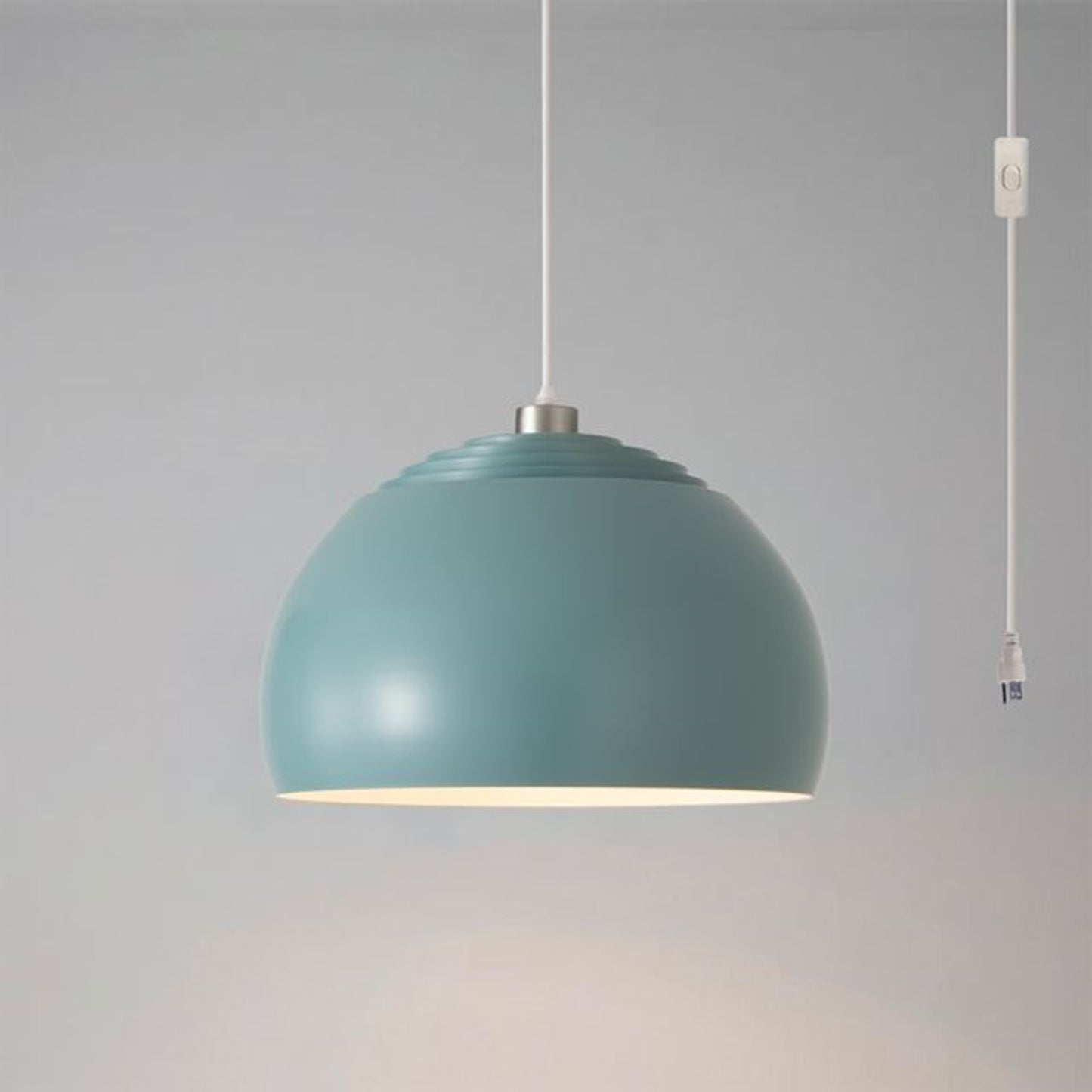 Nova California Half Dome 18in 1-Light Swag Lamp | Modern Pool Blue Steel Shade | Living Room & Bedroom | 18 x 11 x 11 in | Model 2113840BL