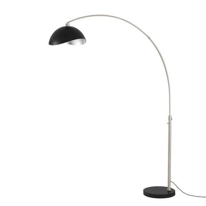 Nova California Float Luna Bella 92in 1-Light Arc Lamp | Modern Matte Black and Silver Metal Shade | Living Room & Reading | Model 2114819MS